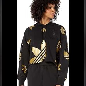 Adidas Black Hoodie with Gold Details
